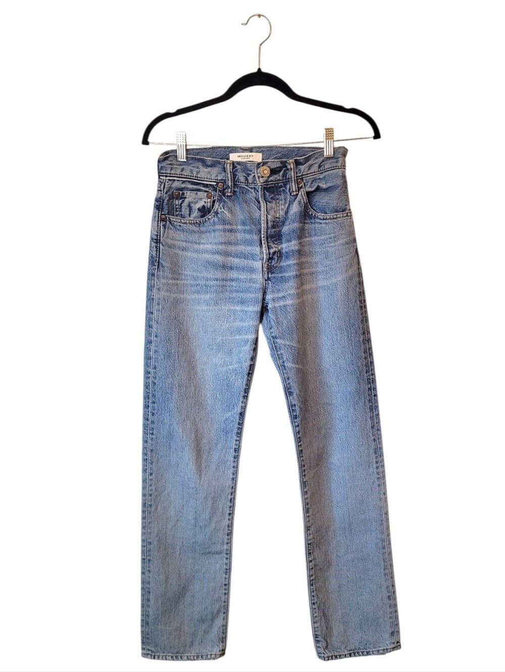 Moussy Vintage Light Blue Button Fly Straight Jeans Size 23